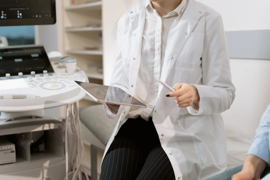 a doctor with a tablet