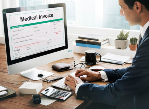 A medical invoice document form for patient billing